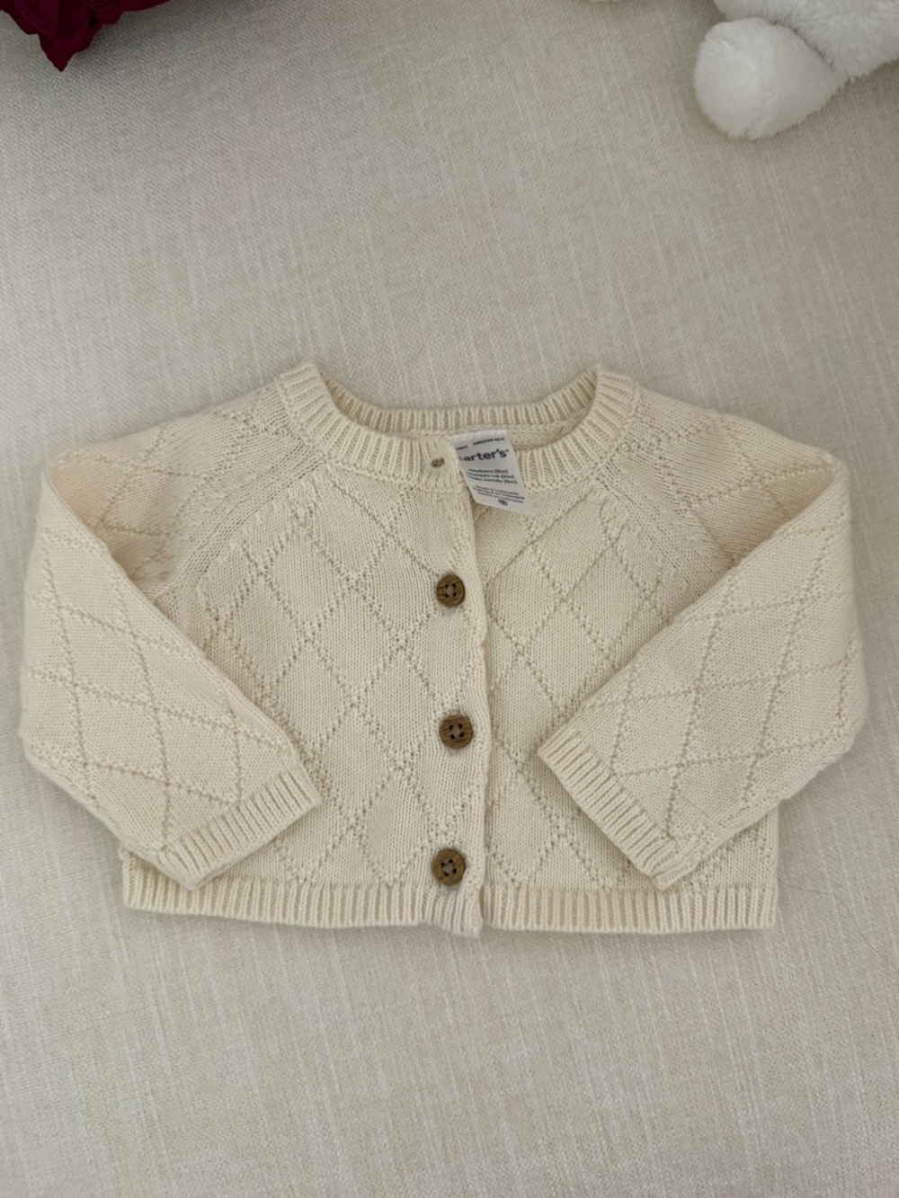 Carter's Cream Diamond Knit Baby Cardigan